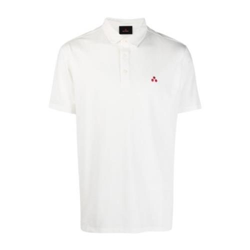 Peuterey Logo-broderad Polotröja för Män White, Herr