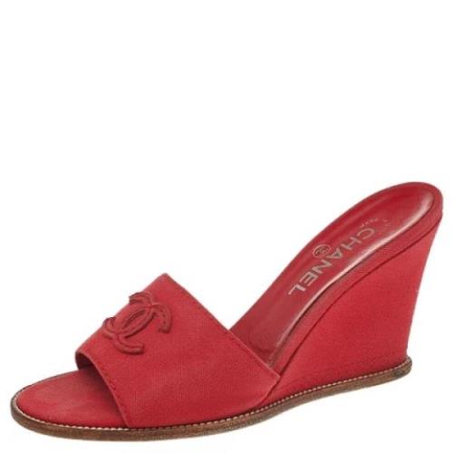 Chanel Vintage Pre-owned Canvas sandaler Red, Dam