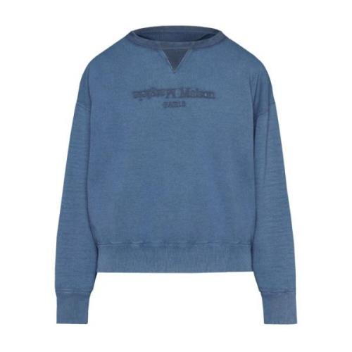 Maison Margiela Marinblå Sweatshirt med Broderad Logotyp Blue, Herr