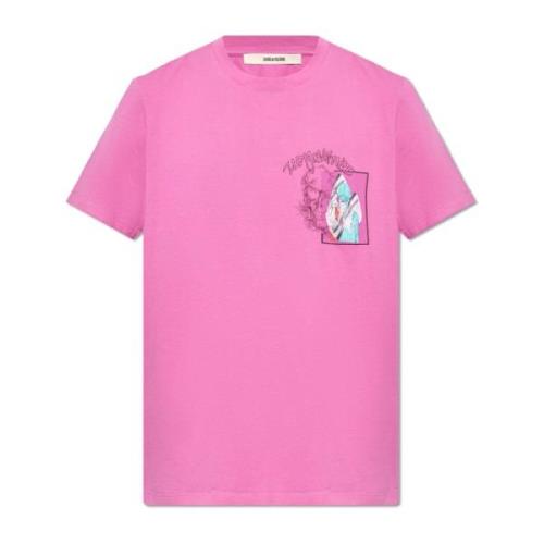 Zadig & Voltaire Ted T-shirt med tryck Pink, Herr