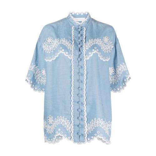 Zimmermann Exklusiv Broderad Bomullsskjorta Blue, Dam