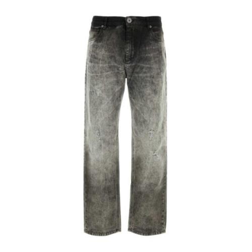 Balmain Grå Denim Jeans - Stilfull och Trendig Gray, Herr