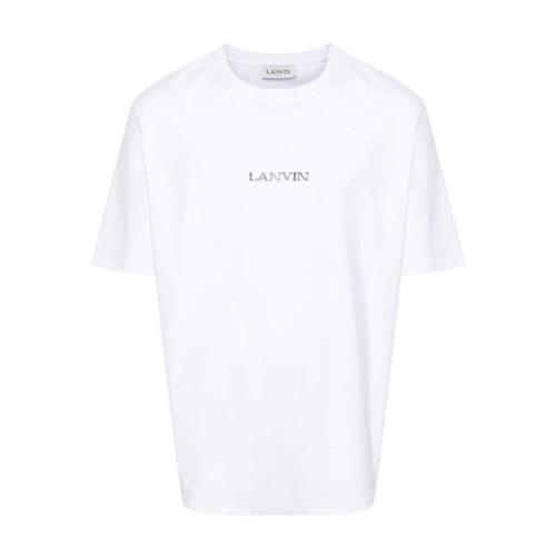 Lanvin Broderad Logotyp Vita T-shirts och Polos White, Herr
