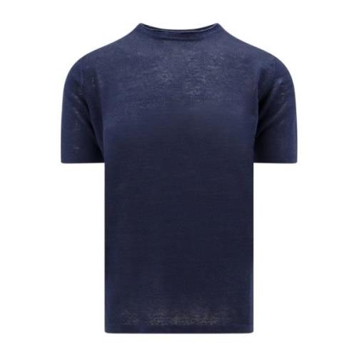 Roberto Collina Blå Linne Crew-neck T-shirt Blue, Herr