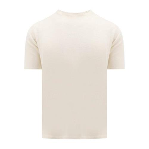 Roberto Collina Vit Linne Crew-neck T-shirt White, Herr