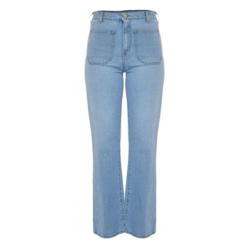 Kocca Flare High-Waisted Jeans med framfickor Blue, Dam