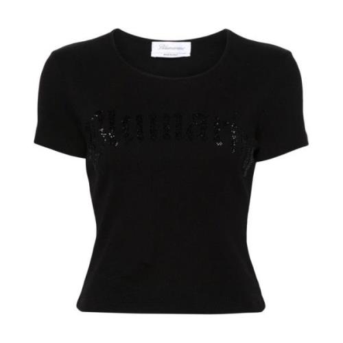 Blumarine Cropped T-Shirt N0990 Black, Dam