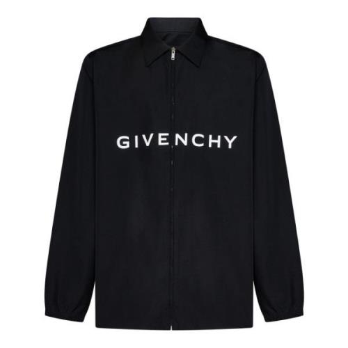 Givenchy Svarta Skjortor med Dragkedja och Archetype Print Black, Herr