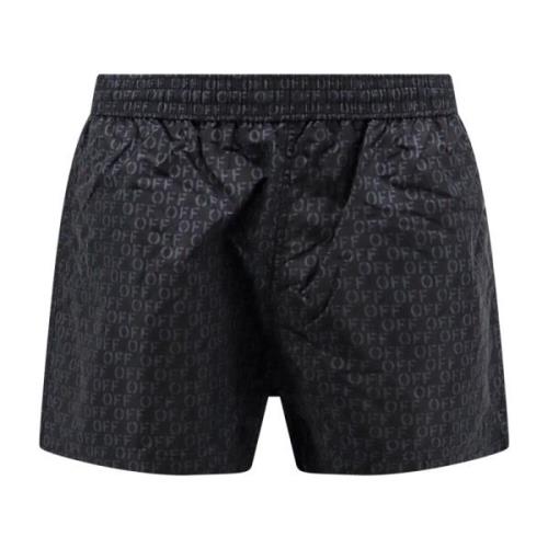 Off White Logo Nylon Badshorts Black, Herr