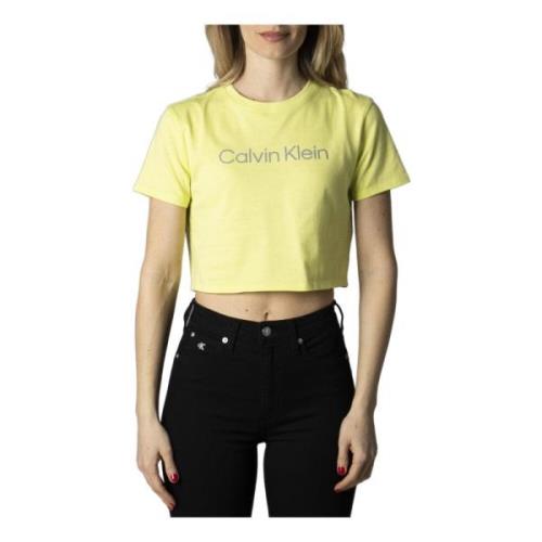 Calvin Klein Gul Print T-Shirt Yellow, Dam