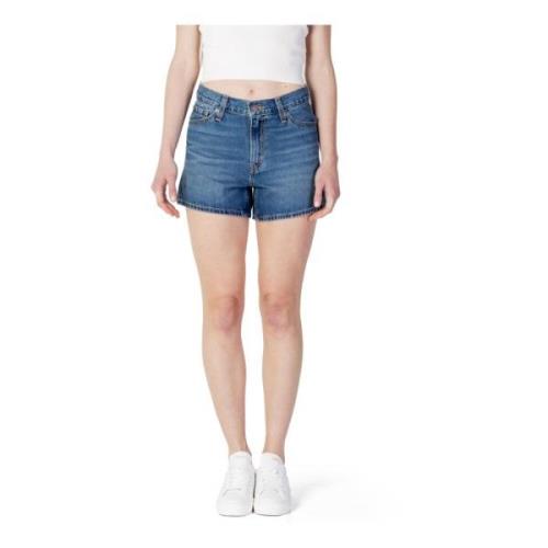 Levi's Blå Shorts med Dragkedja och Knappar Blue, Dam