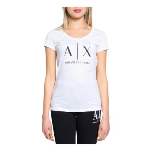 Armani Exchange Vit Tryckt T-shirt White, Dam