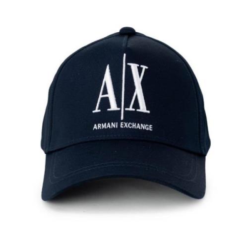 Armani Exchange Blå Print Keps för Män Blue, Herr