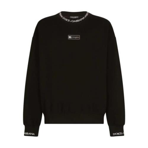 Dolce & Gabbana Svart Logo Sweatshirt med Oversize Passform Black, Her...