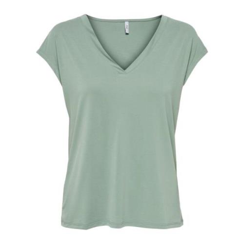 Only Grön V-ringad T-shirt för kvinnor Green, Dam