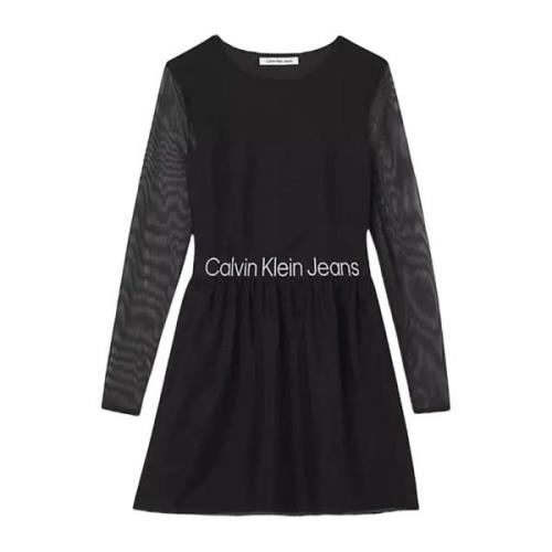 Calvin Klein Jeans Svart Långärmad Klänning Black, Dam