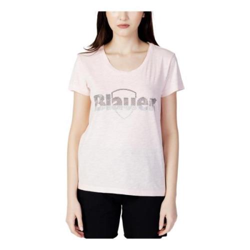 Blauer Rosa Rhinestone Print T-shirt Pink, Dam