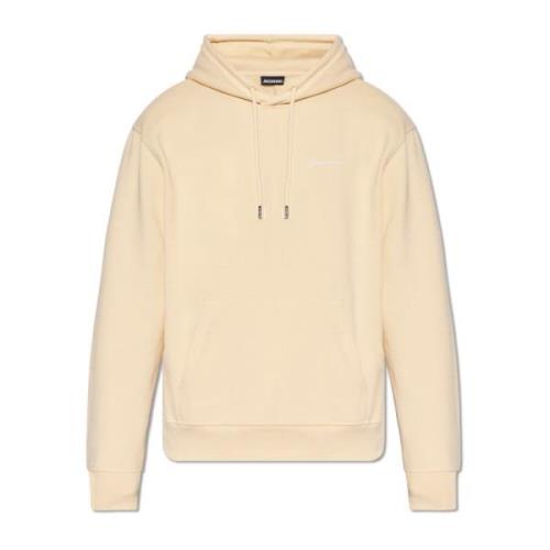 Jacquemus Brode hoodie with logo Beige, Herr