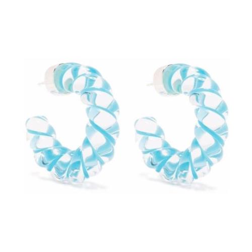 Bottega Veneta Spiralörhängen i sterlingsilver och transparent/blått g...