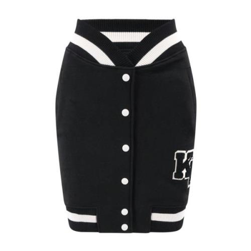Karl Lagerfeld Svart kjol med vita tryckknappar Black, Dam