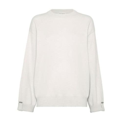 Brunello Cucinelli Elegant Ivory Sweaters för Kvinnor Beige, Dam
