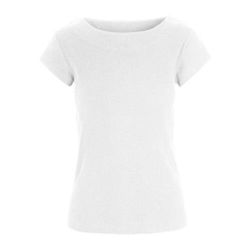 Bitte Kai Rand Globe Rib T-Shirt Top i Vit White, Dam