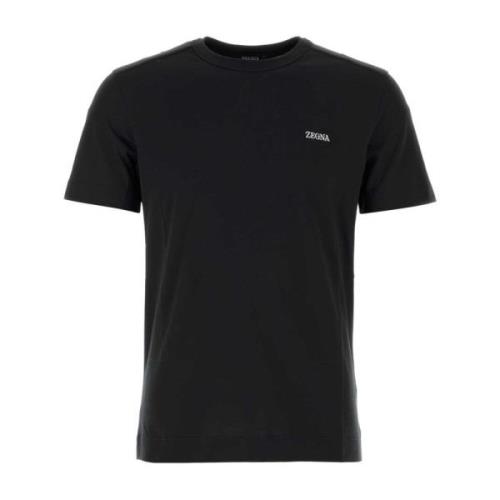 Z Zegna Svart bomull T-shirt Black, Herr