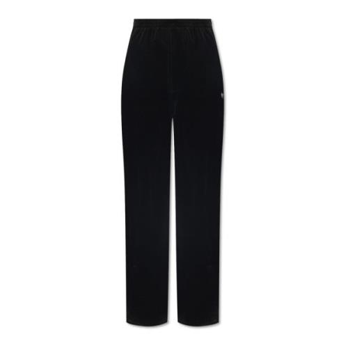 Balenciaga Velour sweatpants med logotyp Black, Dam