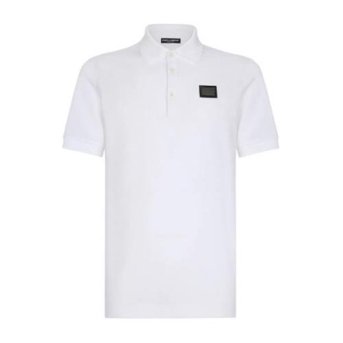 Dolce & Gabbana Optical White Piqué Polo Shirt White, Herr