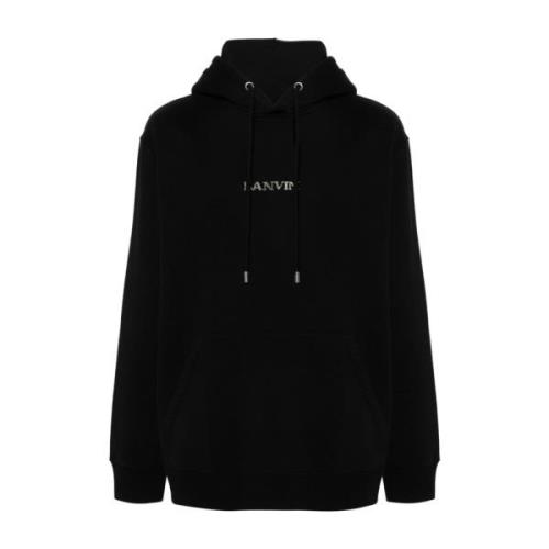 Lanvin Svart Sweatshirt med Logga och Huva Black, Herr