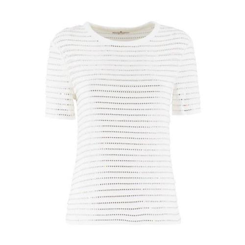 Ermanno Scervino Stilfull Stickad T-shirt med Kristaller White, Dam
