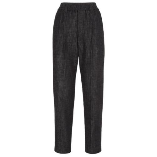 Brunello Cucinelli Svarta höga tapered jeans Black, Dam
