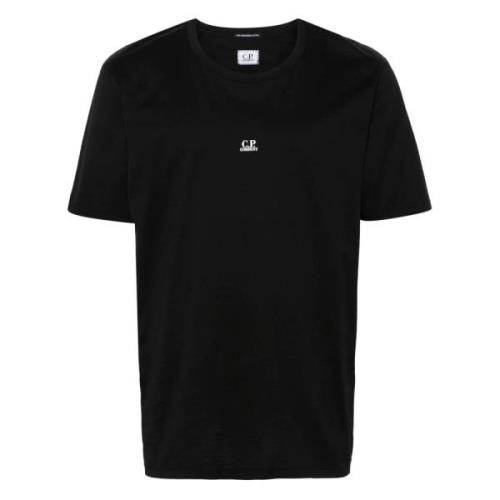 C.p. Company Svart Logo Print Bomull T-Shirt Black, Herr