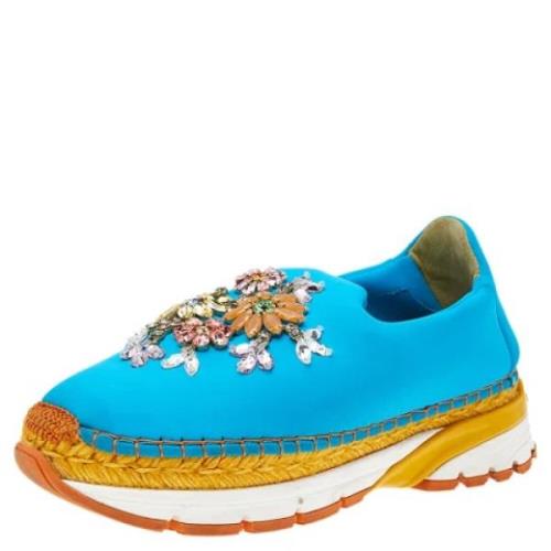 Dolce & Gabbana Pre-owned Pre-owned Tyg sneakers Blue, Dam