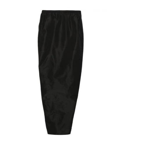 Rick Owens Svart Draperad Kjol med Elastisk Midja Black, Dam