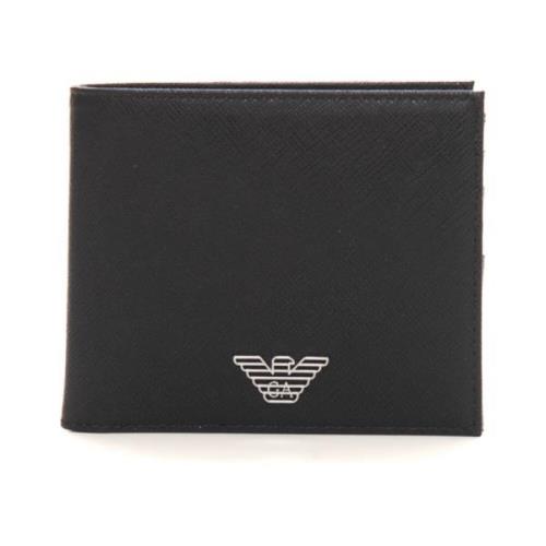 Emporio Armani Saffiano Läder Plånbok med Korthållarfack Black, Herr