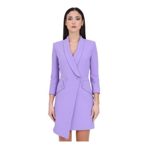 Elisabetta Franchi Lila Omlottklänning med Knappdetaljer Purple, Dam
