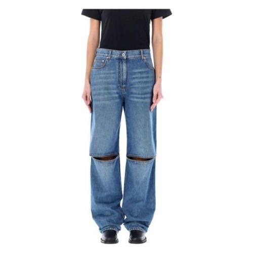 JW Anderson Bootcut Jeans med Knäskärningar Blue, Dam