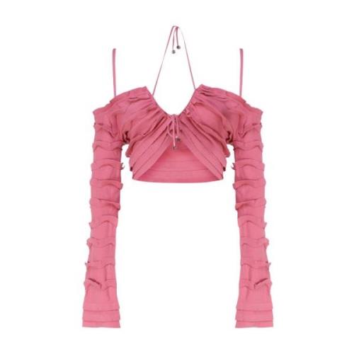 Blumarine Rosa Ruffle Sweaters Pink, Dam