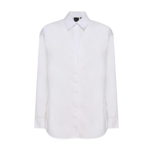 Pinko Klassisk Vit Skjorta med Broderad Logotyp White, Dam