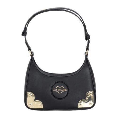Love Moschino Svart handväska med justerbart handtag och gyllene logot...