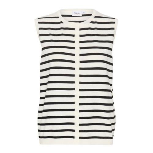 Saint Tropez Randig Vest Cardigan Multicolor, Dam