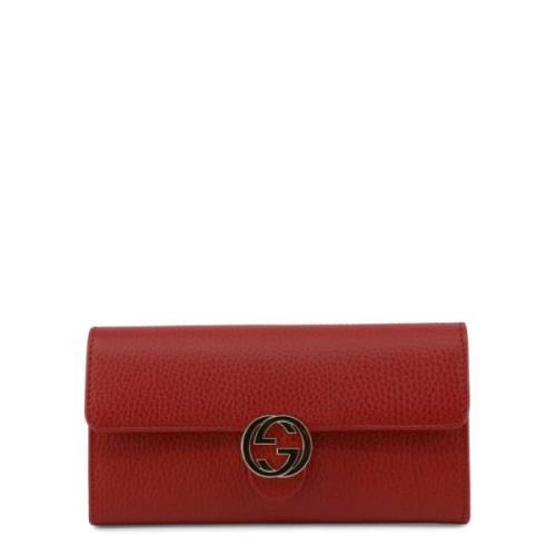 Gucci Röd Läderplånbok för Kvinnor med Metalllogotyp Red, Dam