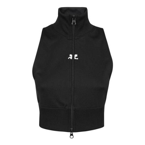 Courrèges Svart Cropped Vest Interlock Tracksuit Black, Dam