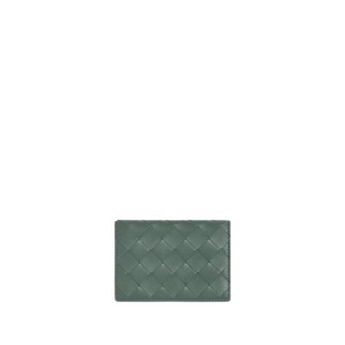Bottega Veneta Grön plånbok i lammskinn med tryckknapp Green, Dam
