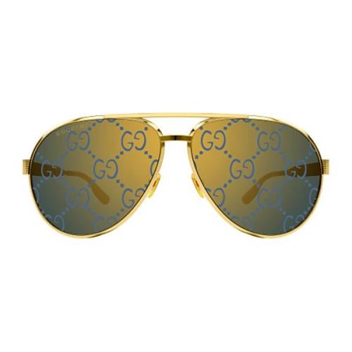 Gucci Metalliska Solglasögon för Kvinnor Yellow, Dam