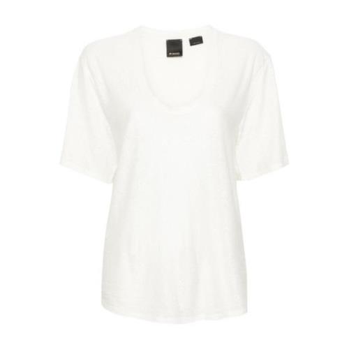 Pinko Broderad Logotyp Vita T-shirts och Polos White, Dam