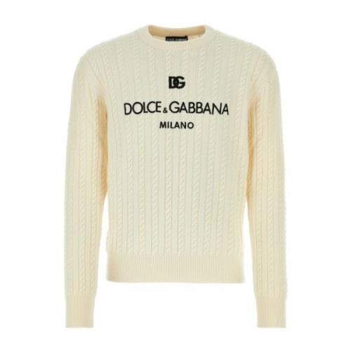 Dolce & Gabbana Stiliga Stickade Plagg Beige, Herr