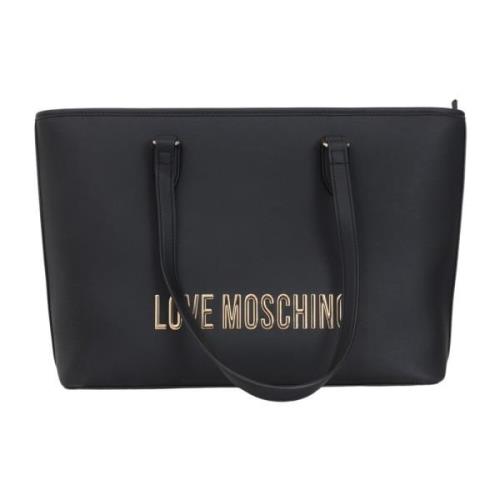 Love Moschino Svart Shopper Väska med Logotyp Black, Dam