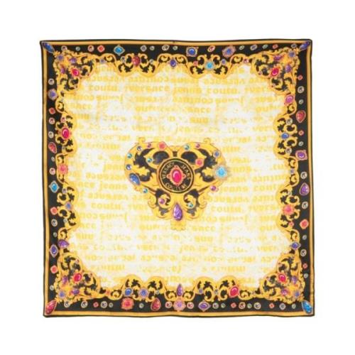Versace Jeans Couture Silkesscarf med Barocco Print Yellow, Dam